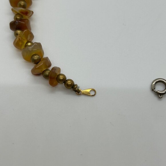 Vintage Amber Nugget Necklace Graduated Butterscotch Honey Chips With Gold-Tone - Picture 11 of 16